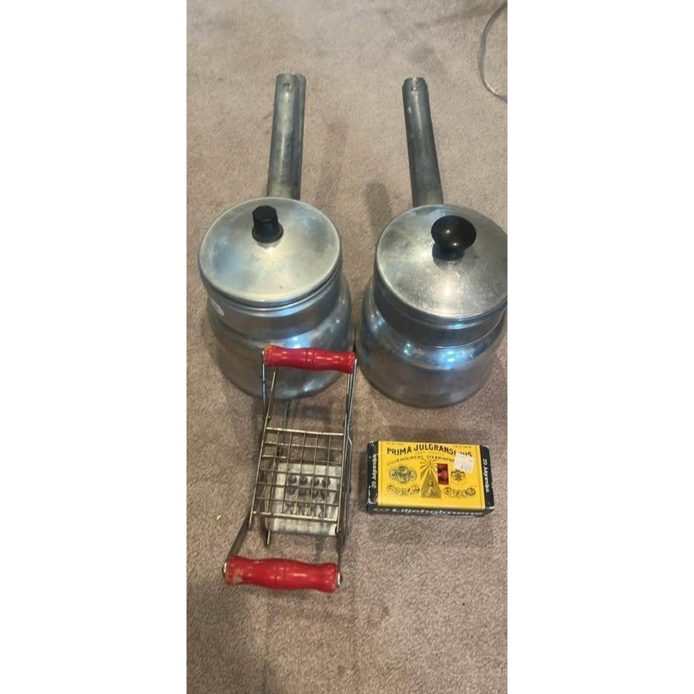 Vintage Aluminum Double Boilers French Fry Cutter Liljeholmens Swedish Candles